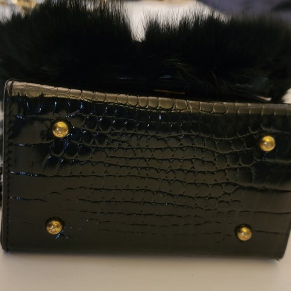 One of a kind Real Fur and Leather Top Handle bag with Paulith vintage Hardware - Picture 4 of 10